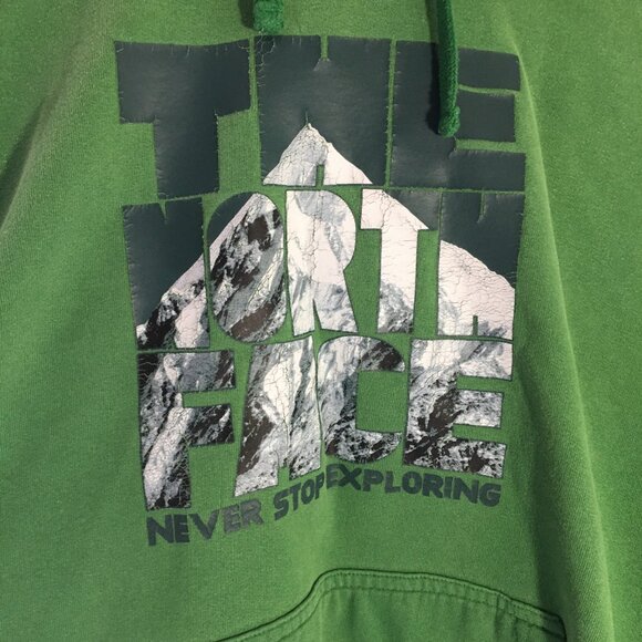 NORTH FACE Sweatshirt Hoodie Green Graphic Mens Drawstring XXL 2XL - Picture 2 of 10